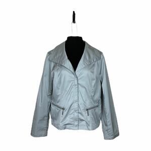 Chico's Carlynn Jacket Front Zip Metallic Sheen Gray Size Large